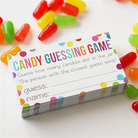 The mysterious jar of candy always perplexes small children. Candy Guessing Game Cards - Guess How Many in the Jar - Confetti Polka Dot Card 3.5 X 2 Inches ...