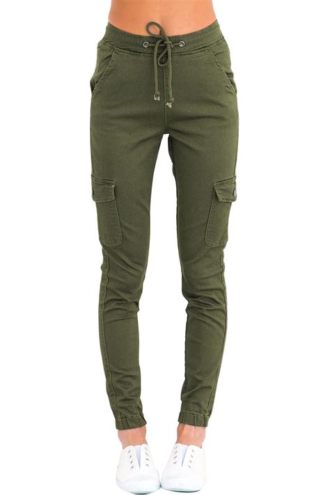army green drawstring ankle pocket denim jeans online [lc786042 9] 19 49