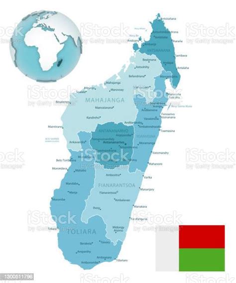 Vetores De Mapa Administrativo Azulesverdeado De Madagascar Com