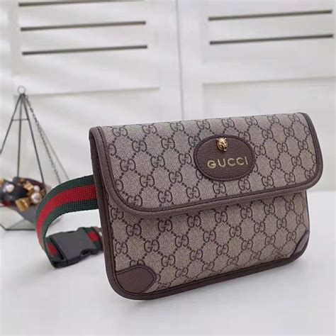 Gucci Gg Unisex Gg Supreme Belt Bag In Beige Ebony Gg Supreme Canvas Lulux