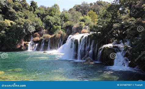 Krka National Park With Beautiful Waterfalls Dalmatia Croatia Stock