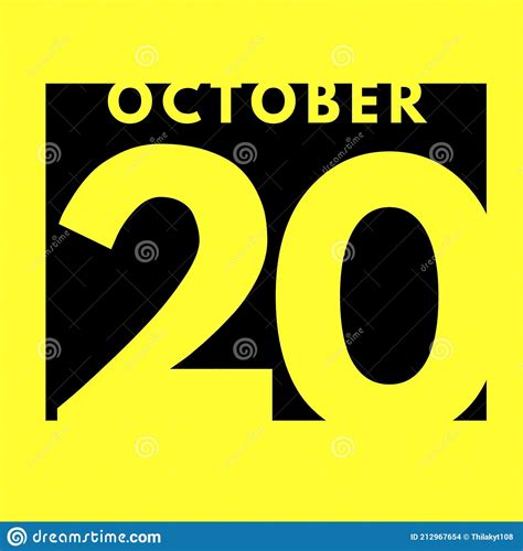 October 20 Flat Modern Daily Calendar Icon Date Day Month Stock
