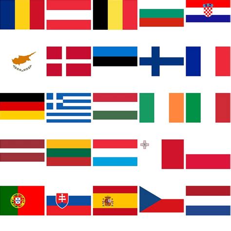 Set Of 28 Flags Of European Union Countries Vector Free Download
