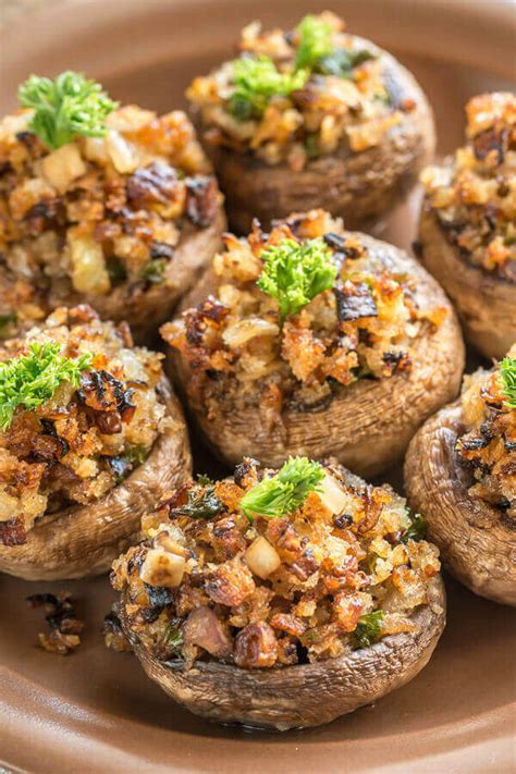 This cheesy recipe will have your guests coming back for more every time. Academy Award Stuffed Mushrooms Recipe | CDKitchen.com