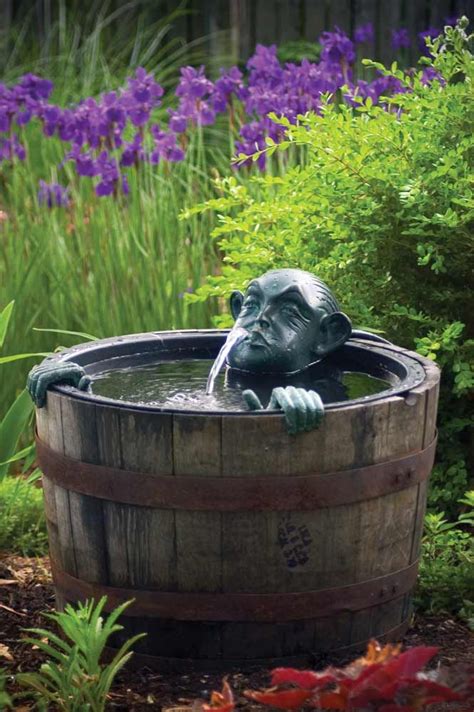 Man In Barrel Spitter Container Water Gardens Fountains