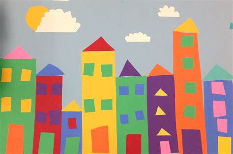 Easy Shape Collage Great As First Project For First Graders Art