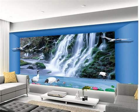 Wallpaper 3d Stereoscopic Waterfall Aesthetic Space 3d Murals Wallpaper