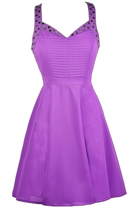 Purple Party Dress Purple Beaded Dress Cute Purple Dress Purple Embellished Dress Bright