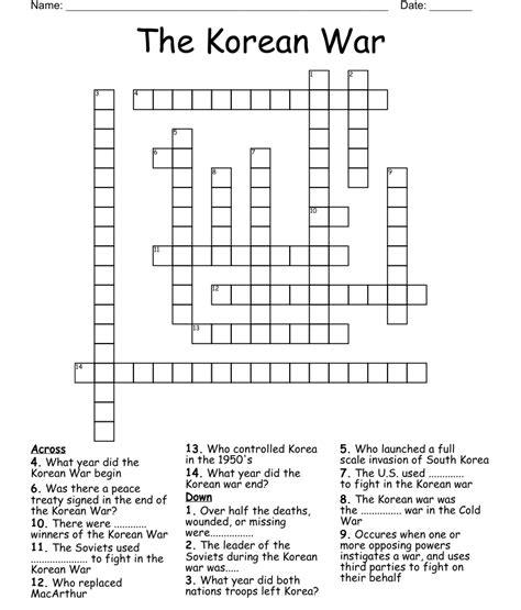 The Korean War Crossword Wordmint