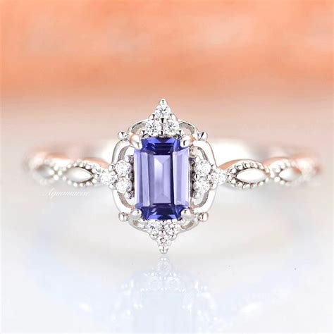 15 Day Return Policy Halo Setting Tanzanite Ring 925 Sterling Silver