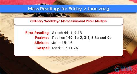 Daily Mass Readings For Friday 2 June 2023 Catholic Gallery