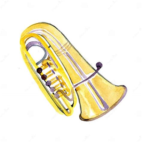 Watercolor Copper Brass Band Tuba Stock Illustration Illustration Of