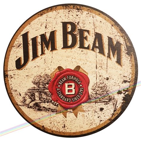 Wood Circle Signs Jim Beam Round Retro Vintage Bar Man Cave Etsy