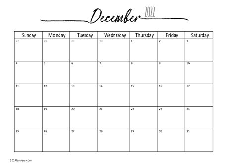 December 2022 Calendar Portrait Printable Word Searches