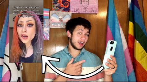 Reacting To Tiktoks About Demi Lovato Coming Out As Non Binary Youtube