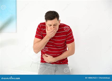 Young Man Having Nausea Feeling Sick Stock Image Image Of Illness