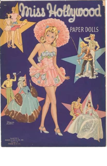 Vintge Uncut 1942 Miss Hollywood Paper Doll ~lilja~org Sz ~laser