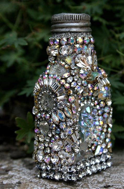 Jeweled Bottle Encrusted Jewelry Antique Rhinestones Crystals Image 2