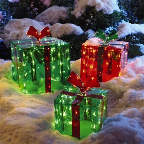 3 Lighted T Boxes Christmas Decoration Yard Decor 150 Lights Indoor