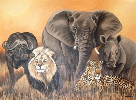 African Big 5 Painting By Nellie Visser