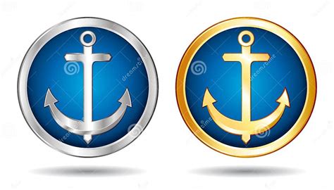 Silver And Gold Anchors Icons Stock Vector Illustration Of Heavy