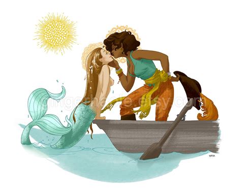 The Mermaid And Pirate Queen 8x10 Print Mermaid In Love Mermaid