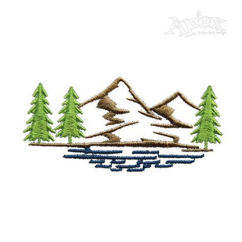 Hand embroidery, machine embroidery, and applique. Mountain Scene Embroidery Design