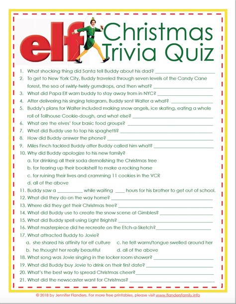 elf movie trivia questions printable printable word searches
