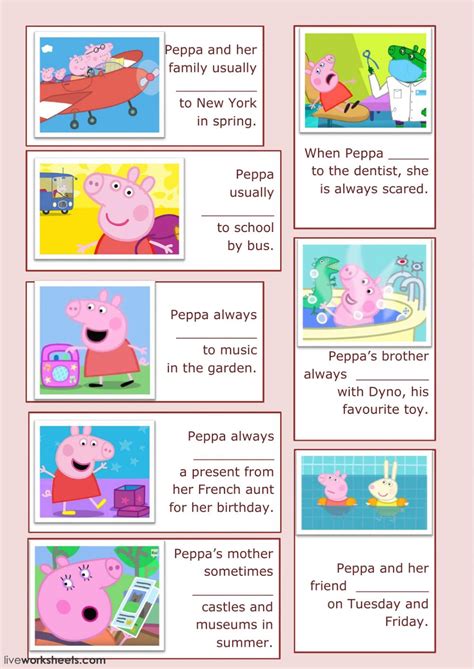You are viewing some peppa pig sheets sketch templates click on a template to sketch over it and color it in and share with your family and friends. Learn YourVerbs With Peppa Pig - Cloze worksheet