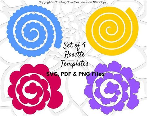 Paper Flower Rolled Rosette Templates Printable Pdf Rolled Etsy