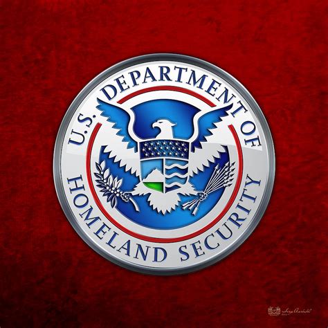 Department Of Homeland Security D H S Emblem On Red Velvet Digital