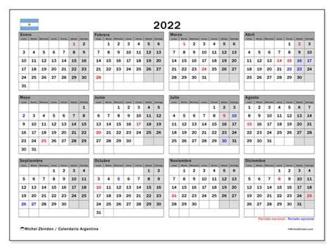 Calendarios 2022 “días Feriados” Michel Zbinden Es