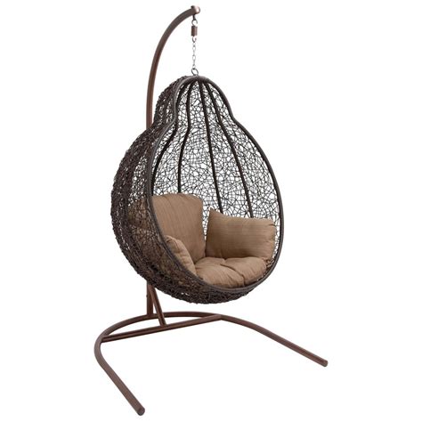 Hanover Outdoor Rattan Wicker Hanging Egg Swing Chair