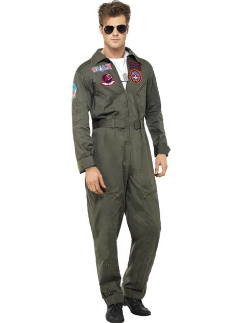 New 80s Deluxe Sexy Top Gun Pilot Jumpsuit Mens Fancy Dress Costume Party Outfit Ebay
