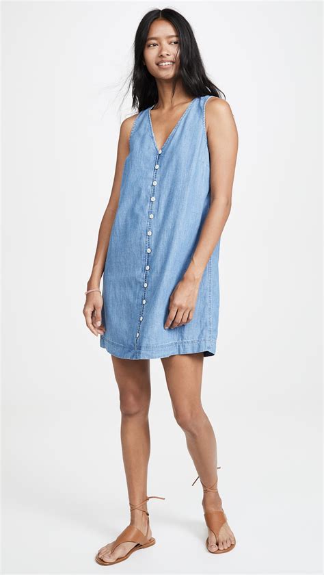 Madewell Denim Button Front Easy Dress In Blue Lyst