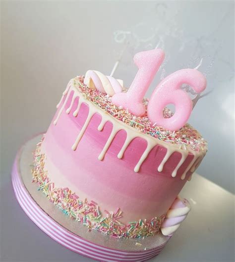When developing a design for a 16th birthday cake for a boy, think about his favorite hobbies and interests to give you a clue to the type of. Ombre 16th pink drip cake | Sweet 16 birthday cake, 16th ...