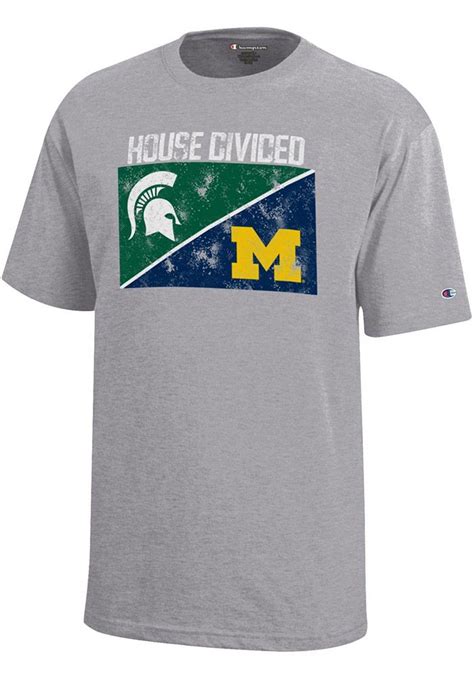 Michigan State And Michigan Youth Grey House Divided Short Sleeve Tee