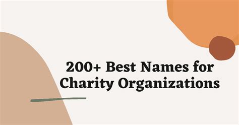 Charity Names 200 Best Names For Charity Organizations