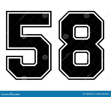 58 Classic Vintage Sport Jersey Number In Black Number On White
