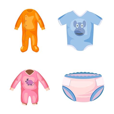 Conjunto De Elementos De Ropa De Beb Conjunto De Dibujos Animados De