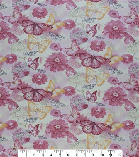 Keepsake Calico Cotton Fabric Butterfly Floral Watercolor Joann