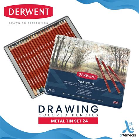 Jual Pensil Warna Derwent Drawing 24 Pencil Color Metal Tin Set