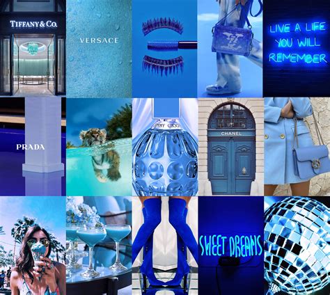 Boujee Blue Aesthetic Wall Collage Kit Blue Aesthetics Trendy Photo