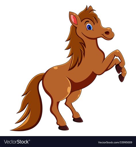 Cute Horse Cartoon Jumping On White Background Vector Image
