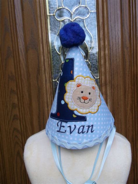 Boys First Birthday Party Hat Blue Dots With Sweet Little