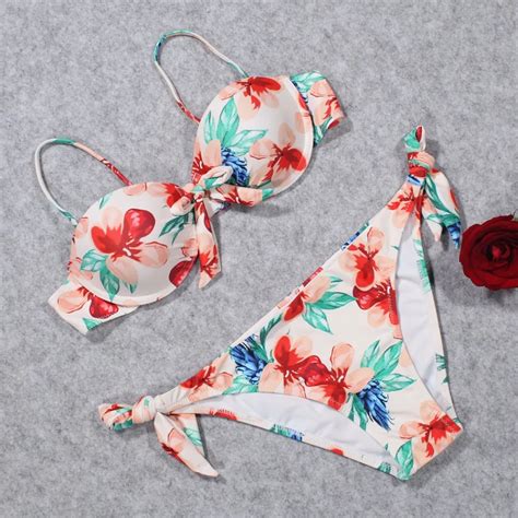 Buy 2018 Bandage Sexy Swimwear Women Swimsuit Push Up Bikini Set Brazilian Bra