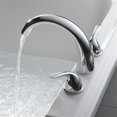 Wall mounted tub spout and trim package covered under delta's limited lifetime faucet & finish warranty compel, for those desiring a clean, minimalist design in their bath the clean design. Delta Classic Double Handle Deck Mount Roman Tub Faucet ...
