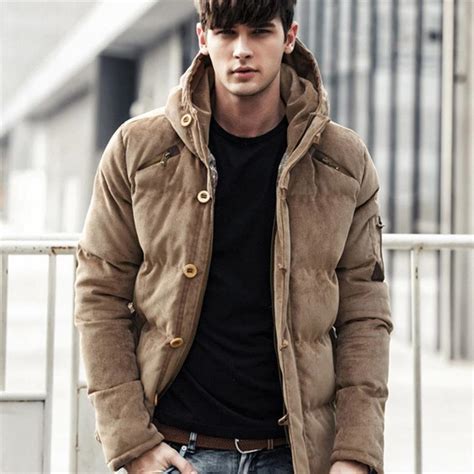 2018 New Winter Hooded Solid Thick Corduroy Jacket Men Padded Winter
