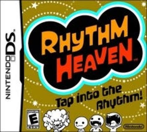 The Game Cover For Rhythm Heaven Which Features An Image Of Two Cartoon Characters