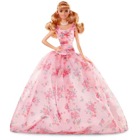 Barbie Birthday Wishes Doll With Half Up Hairstyle And Pink Gown